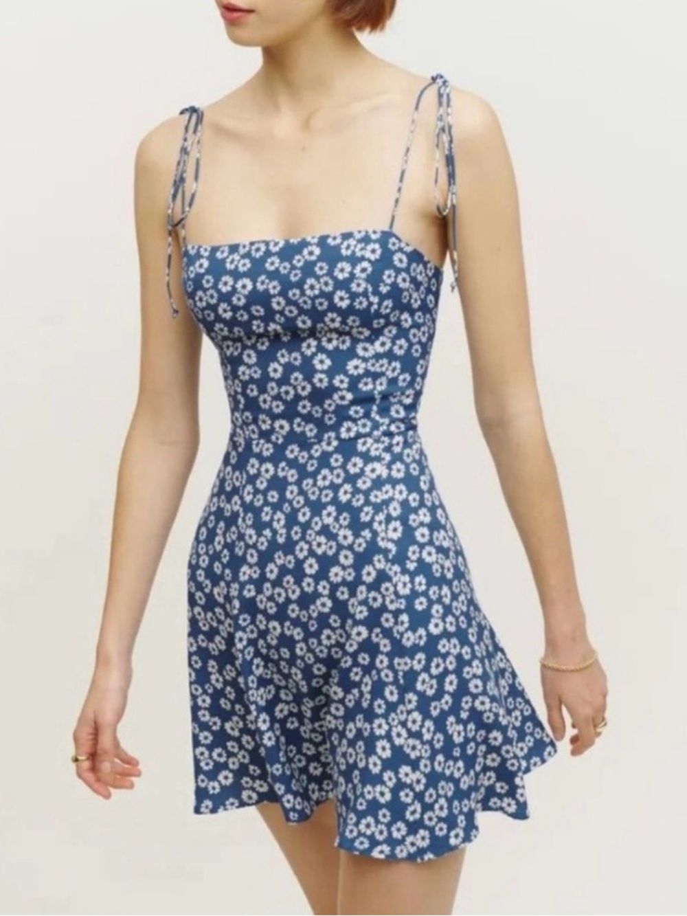 Reformation Presley Dress in Blue & White Floral